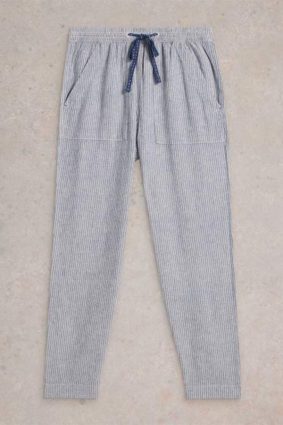 White Stuff Elle Linen Blend Trouser Blue MLT