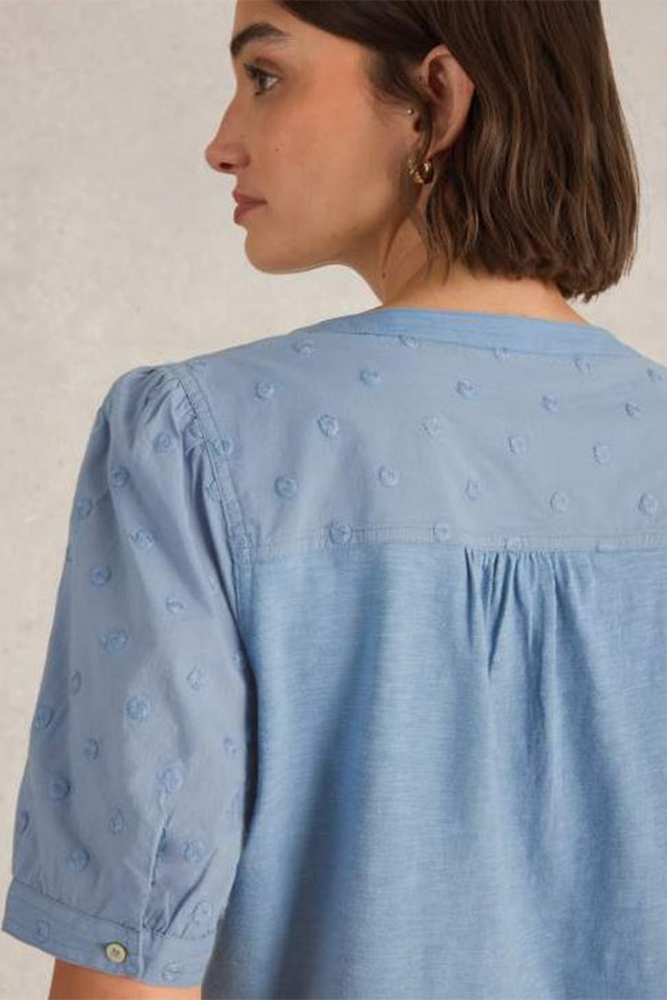 White Stuff Ellie Broderie Top Midnight Blue