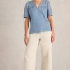 White Stuff Ellie Broderie Top Midnight Blue