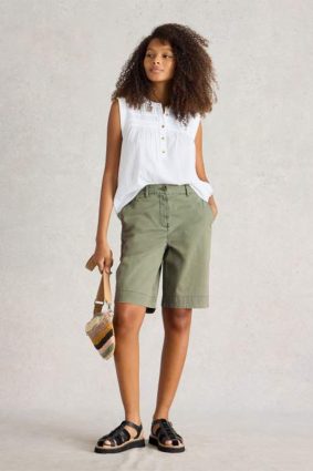 White Stuff Hayley Organic Chino Short Mid Green