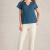 White Stuff Luella Embroidered Top Navy Multi