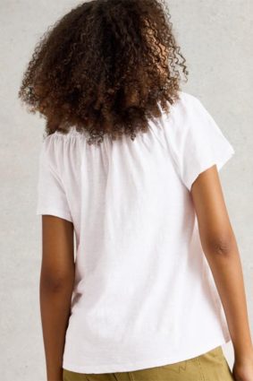 White Stuff Luella Notch Neck Emb Top Bril White