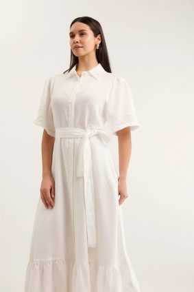 Alessandra Emma Linen Dress WhiteAlessandra Emma Linen Dress White