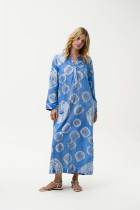Oneseason Bazaar Foil Moroccan Foil Cotton Dress Blue
