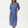 Oneseason Long Gilli Dress Floreat Cotton Blue Ikat
