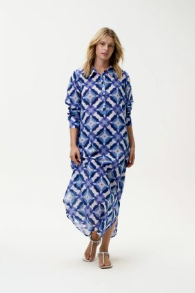 Oneseason Long Gilli Dress Floreat Cotton Blue Ikat