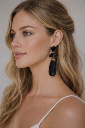 Soyang Horn Marble 3 Tear Drop Earring Brown