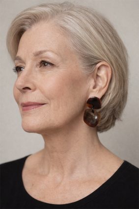 Soyang Horn Square Pebble 2 Drop Earring Brown