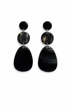 Soyang Horn Triple Drop Pebble Earring Marble