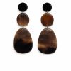 Soyang Horn Triple Link Drop Earring Brown