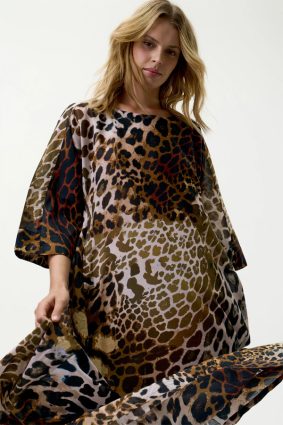 Oneseason Long Jackie Lipari Cotton Dress Leopard