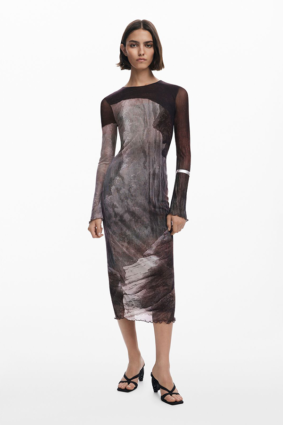 Desigual Dress Marron Oscuro