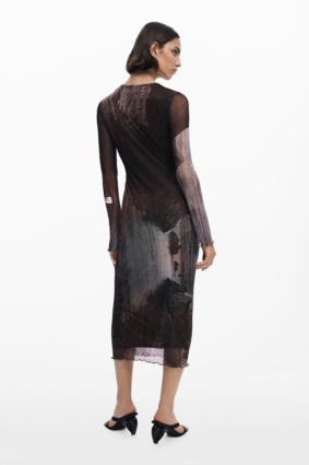 Desigual Dress Marron Oscuro