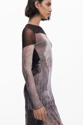 Desigual Dress Marron Oscuro