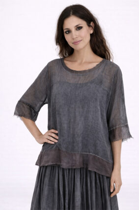 Sanctamuerte Top Wide Neck Midnight Blue