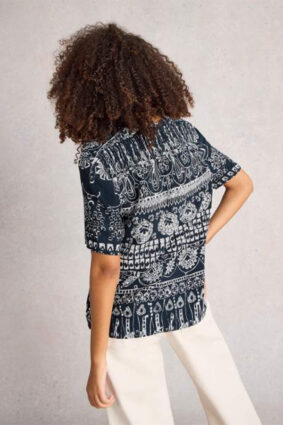 White Stuff Elisa Top Navy Print