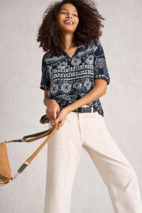 White Stuff Elisa Top Navy Print