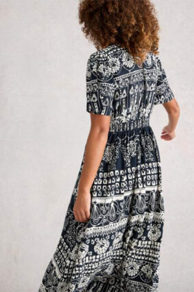 White Stuff Lucy Midi Dress Navy Print