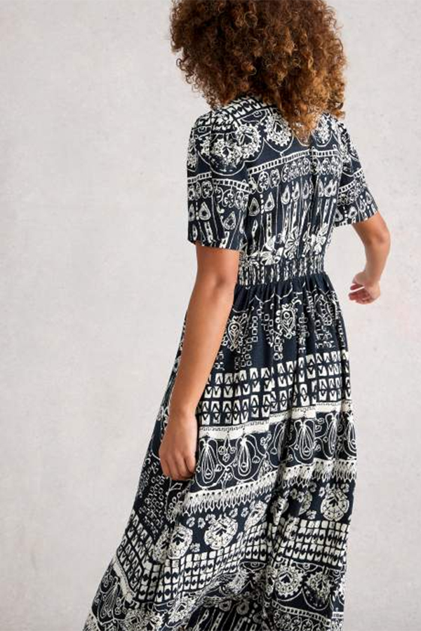 White Stuff Lucy Midi Dress Navy Print