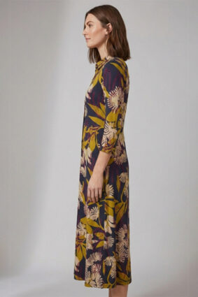 White Stuff Rua Jersey Shirt Dress Navy Print