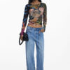 Desigual T-Shirt Azul Plomo