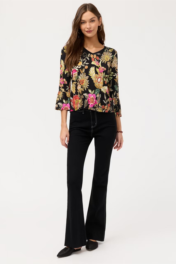 Johnny Was The Janie Favorite V-Neck Flute Sleeve Tee Lowri