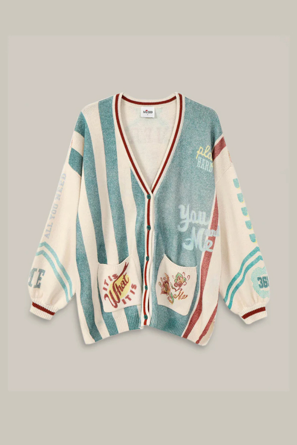 Me369 Liv Long Printed Cardigan Sporty Jade
