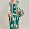 Me369 Liv Long Printed Cardigan Sporty Jade