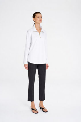 Mela Purdie Half Zip Blouse White