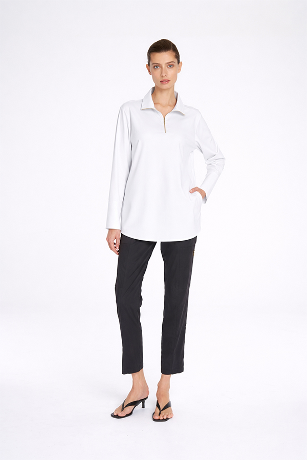 Mela Purdie Half Zip Blouse White