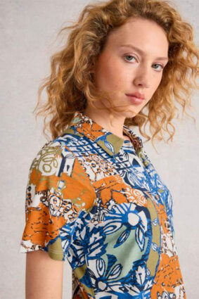White Stuff Rua Jersey Shirt Dress Orange Mlt