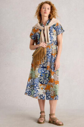 White Stuff Rua Jersey Shirt Dress Orange Mlt