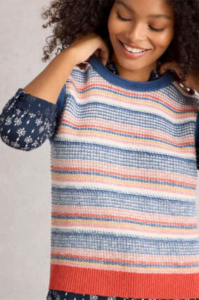 White Stuff Tara Texture Tank Blue Mlt