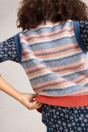 White Stuff Tara Texture Tank Blue Mlt