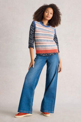 White Stuff Tara Texture Tank Blue Mlt