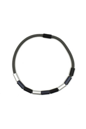 Christina Brampti 9 Alumin Tube Cord Necklace BlackWhite