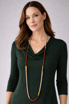 Christina Brampti Aluminium Multi Colour Tube Long Necklace OrangeBeigeMix