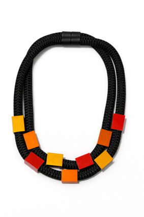 Christina Brampti Aluminium Rectangle Two Rope Magnet Necklace WarmmixBlack