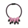Christina Brampti Flat Cord Square Bead Necklace Pink