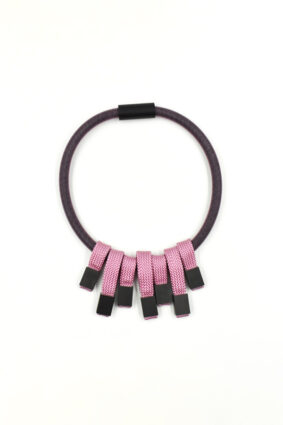 Christina Brampti Flat Cord Square Bead Necklace Pink