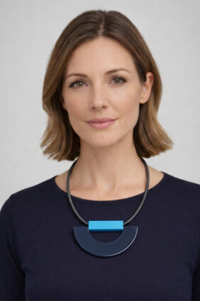 Christina Brampti Half Moon Perspex Necklace Cobolt