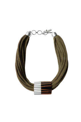 Christina Brampti Multiple Aluminium Barrel Cord Necklace Khakimix
