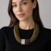 Christina Brampti Multiple Aluminium Barrel Cord Necklace Khakimix