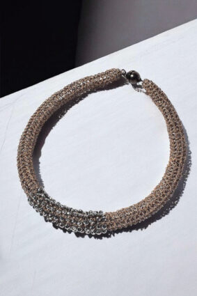 Hara Karamichali tube Knitting Necklace Smoke Hematite