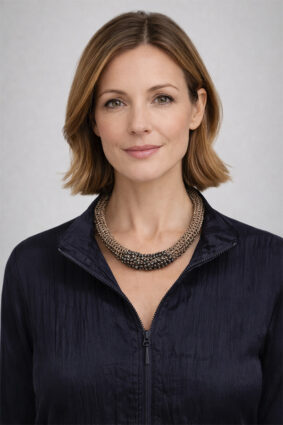 Hara Karamichali tube Knitting Necklace Smoke Hematite