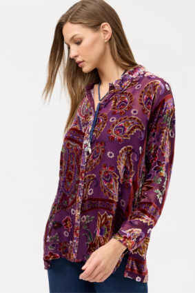 Johhny Was The Slim Audrey Collared Shirt Domitila Burnout