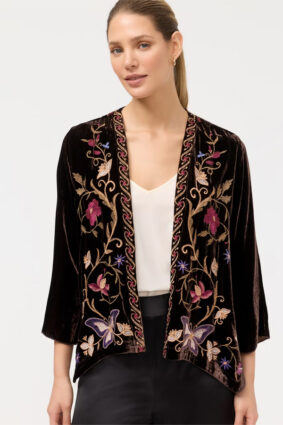 Johnny Was Velvet Bolero Carminia Chocolate