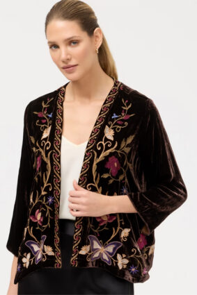 Johnny Was Velvet Bolero Carminia Chocolate