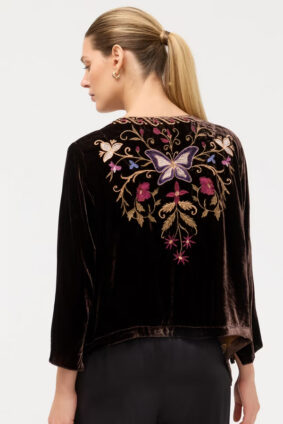 Johnny Was Velvet Bolero Carminia Chocolate