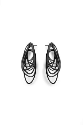 Maison 203 Theia Hoop Small 3D Earrings Black